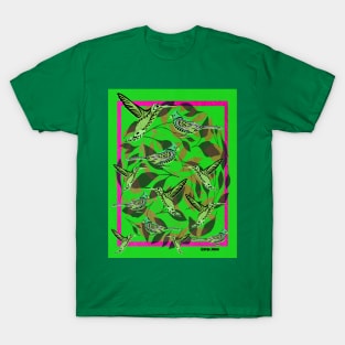 how to feed a hummingbird pattern cage ecopop T-Shirt